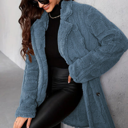 Chic Women's Fleece Winter Coat - Warm & Stylish