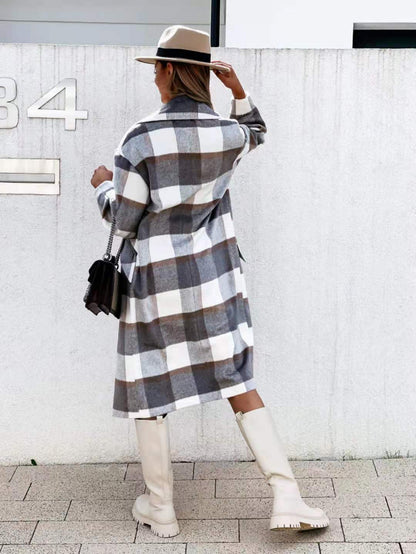 Sophisticated Checked Mid-Length Coat