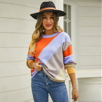 Chic Color Block Women's Sweater