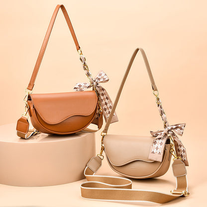 Elegant Women's Crossbody Bag with Bow Scarf