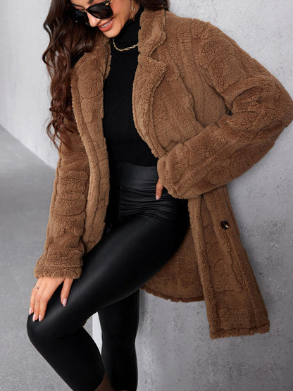 Chic Women's Fleece Winter Coat - Warm & Stylish